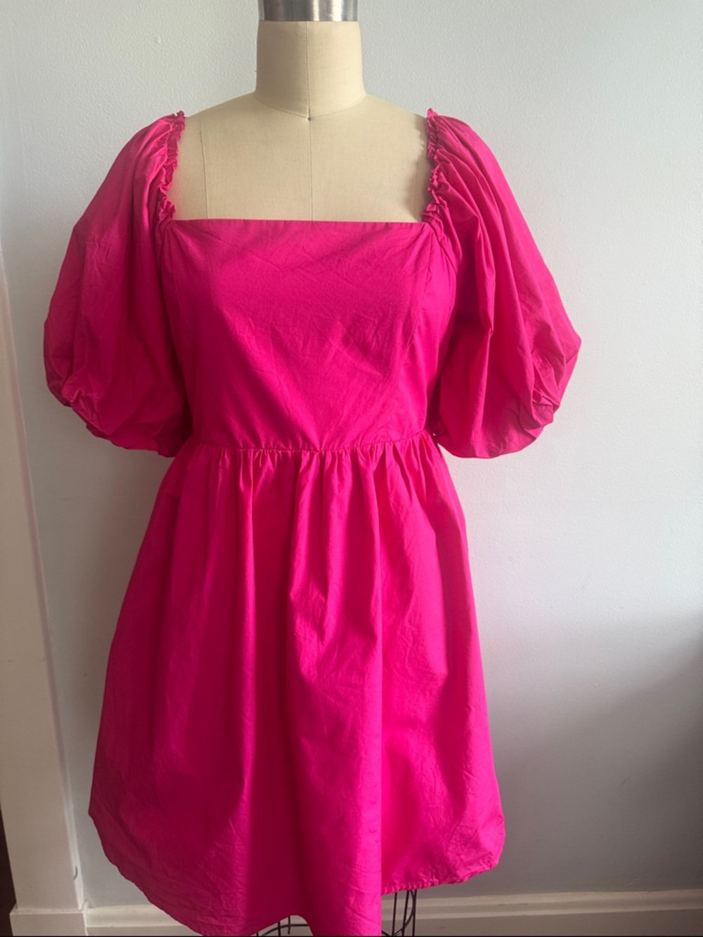 Sugarlips Hot Pink Puff Sleeve Mini Dress